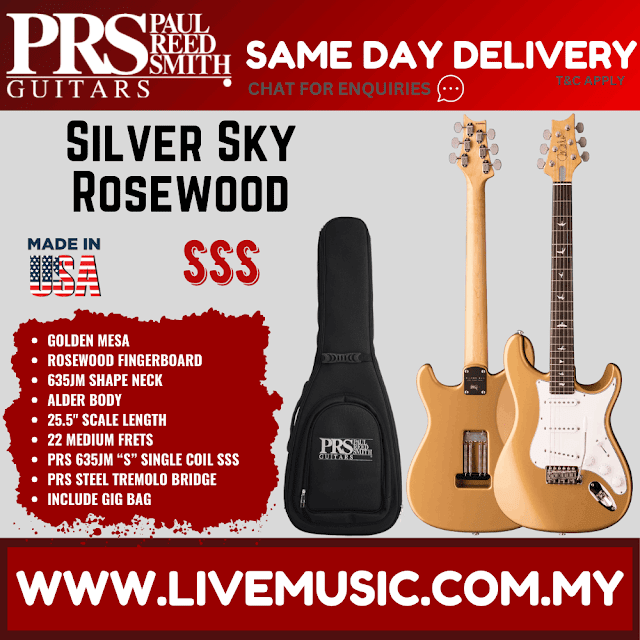PRS John Mayer Silver Sky Rosewood Electric Guitar w/Bag