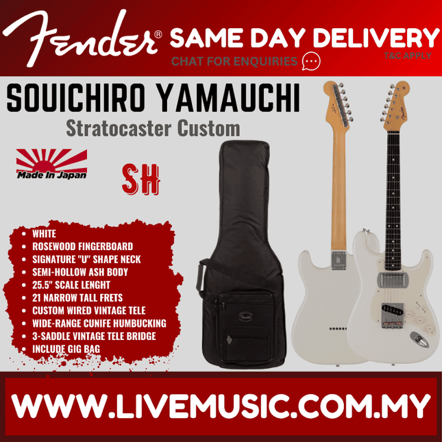 Fender Japan Souichiro Yamauchi Stratocaster Custom Electric Guitar, RW FB, White