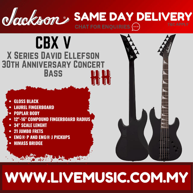 Jackson X Series CBX V David Ellefson 30th Anniversary Concert Bass 5-String Bass - Gloss Black