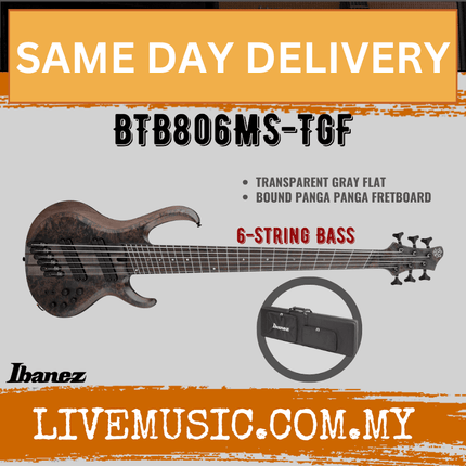Ibanez BTB806MS 6-string Bass Guitar - Transparent Gray Flat ( BTB806MS-TGF / BTB806MS TGF )