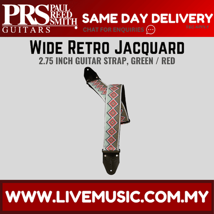 PRS 2.75 Inch Wide Retro Jacquard Guitar Strap, Green / Red