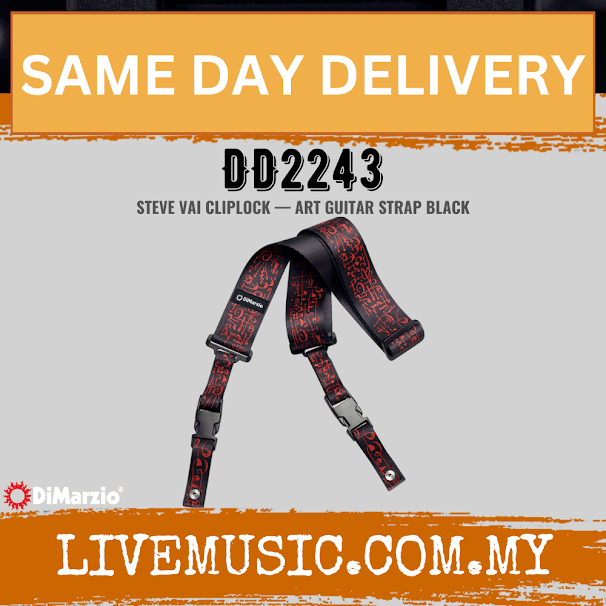 DiMarzio DD2243 Steve Vai Cliplock Signature Art Strap Cliplock Guitar Strap - Black (DD2243 BK/DD2243-BK)