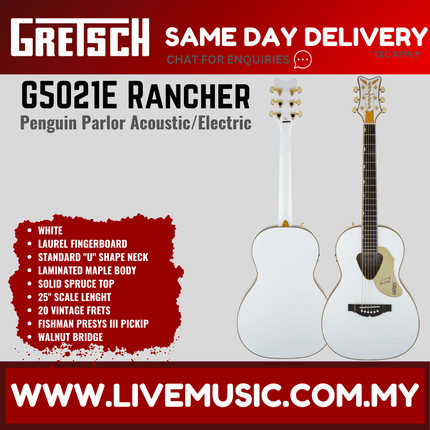 Gretsch G5021WPE Rancher Penguin Parlor Acoustic Guitar, White