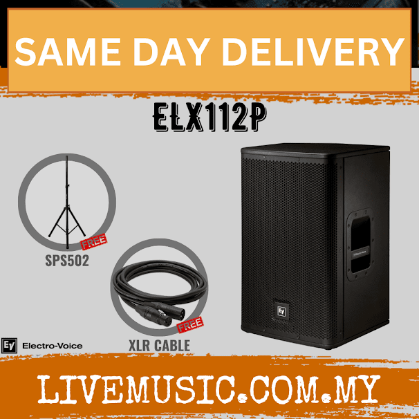 EV Electro-Voice ELX112P 1000W 12" Powered Speaker With Speaker Stand And Cable - Each ( ELX 112P / ELX-112P )