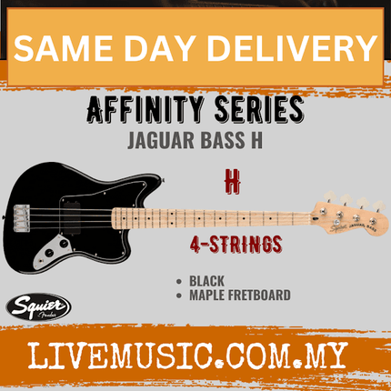 Squier Affinity Series Jaguar Bass Guitar, Maple Fretboard - Black