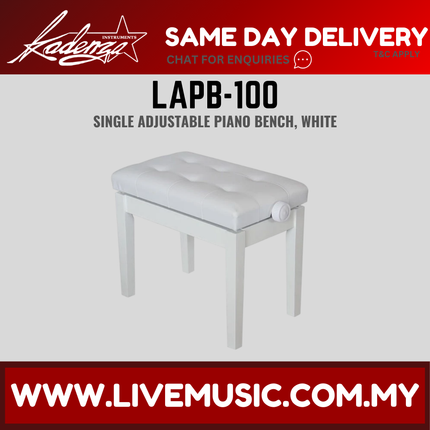 Kadenza LAPB-100 High Quality Modern Adjustable Piano Bench, Keyboard Bench, x bench, Stool - White (LAPB100 / LMC