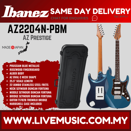 Ibanez Prestige AZ2204N-PBM Electric Guitar MADE IN JAPAN, Prussian Blue Metallic ( AZ2204N PBM  / AZ2204NPBM )