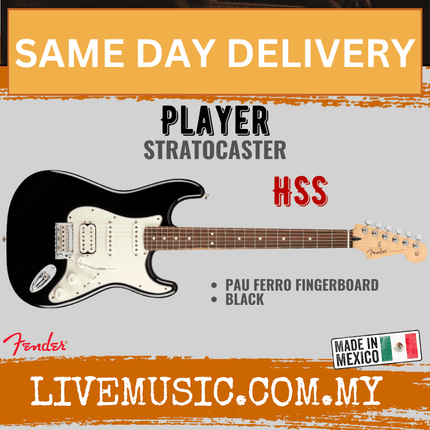 Fender Player HSS Stratocaster Electric Guitar, Pau Ferro Fretboard - Black