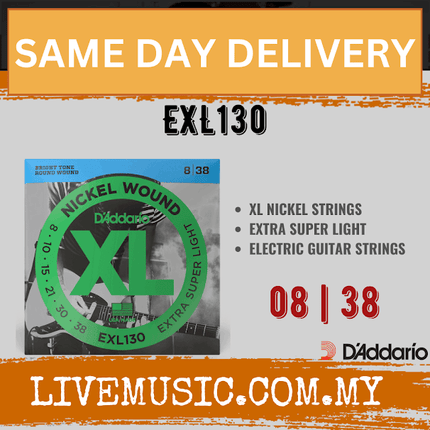 D'Addario EXL130 - Nickel Wound Electric Strings, Extra-Super Light (8-38)(DAddario)