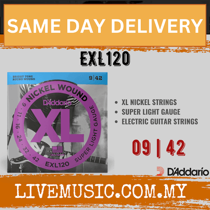 D'Addario EXL120 -Nickel Wound Electric Strings, Super Light, 9-42 (DAddario)