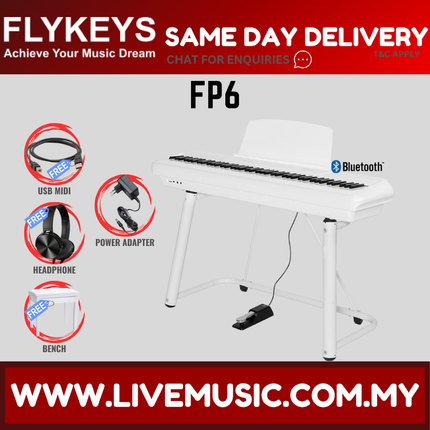 Flykeys FP6 88-Key Budgetary Beginner Digital Piano w/Piano Bench And Headphone - White / Black ( FP-6 / FP 6 )