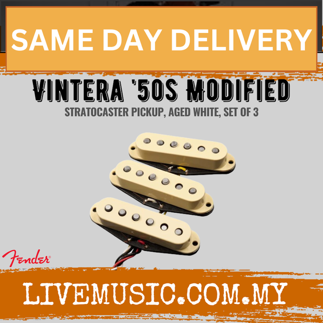 Fender Vintera '50s Modified Stratocaster Pickup, Aged White, Set of 3