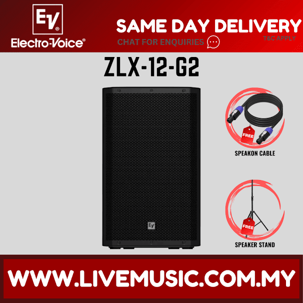 EV Electro-Voice ZLX-12 G2 1000W 12" Passive Speaker With Speaker Stand- Each (ZLX12 ZLX 12)