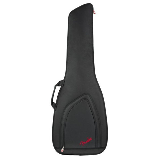 Black short-scale electric bass gig bag, padded front panel and side handle