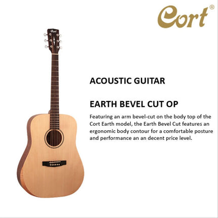 Cort Earth Bevel Cut - Acoustic Guitar with Gig Bag - Open Pore