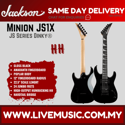 Jackson JS1X JS Series Dinky Minion Electric Guitar, Amaranth Fretboard - Black (JS1x/JS 1X)