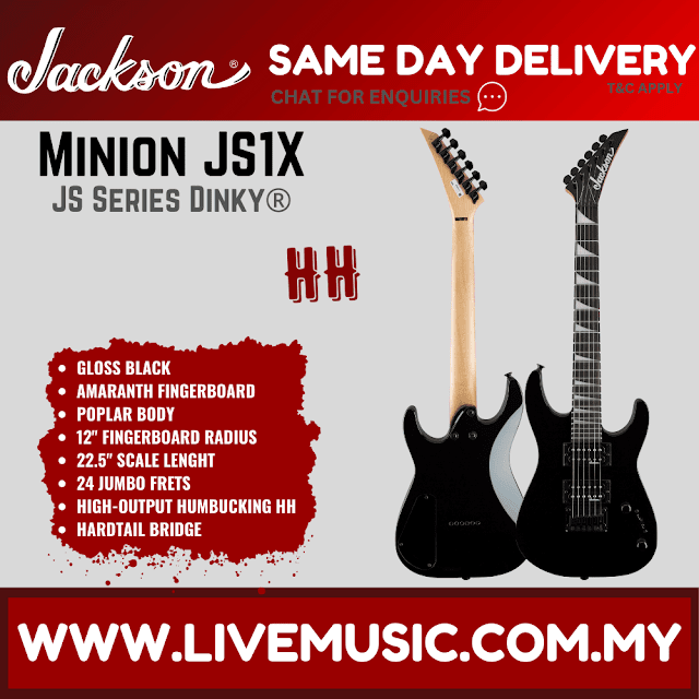 Jackson JS1X JS Series Dinky Minion Electric Guitar, Amaranth Fretboard - Black (JS1x/JS 1X)