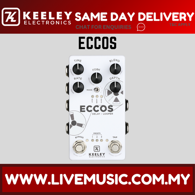 Keeley ECCOS Neo-Vintage Tape Delay Guitar Effects Pedal