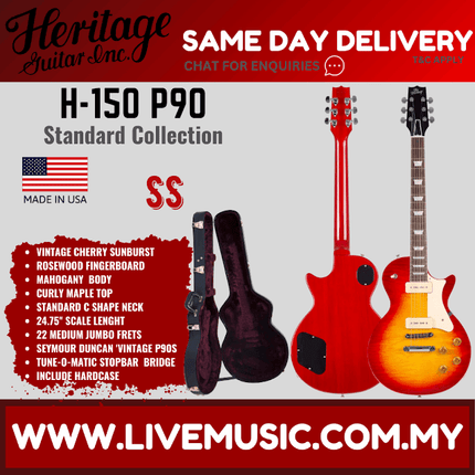 Heritage Standard Collection H-150 P90 Electric Guitar with Case, Vintage Cherry Sunburst (H-150 P90)