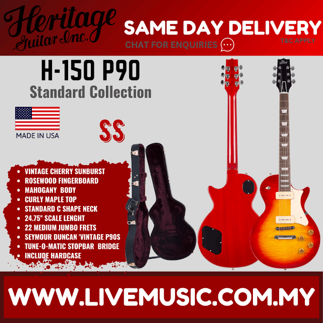 Heritage Standard Collection H-150 P90 Electric Guitar with Case, Vintage Cherry Sunburst (H-150 P90)