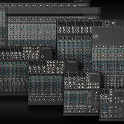 Mixer patch bay layout with stacked connector blocks and colored channel sections