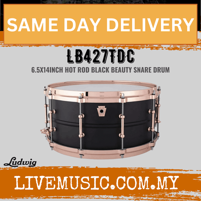 Ludwig LB427TDC 6.5x14inch Hot Rod Black Beauty Snare Drum