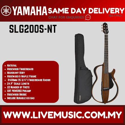 Yamaha SLG200S Silent Guitar Package, Steel-string - ( SLG-200S / SLG 200S)
