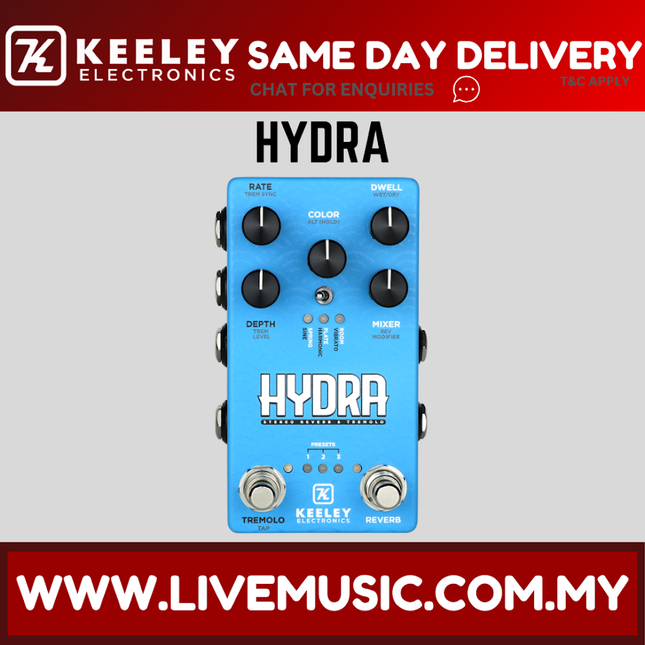 Keeley HYDRA Stereo Reverb & Tremolo Effects Pedal