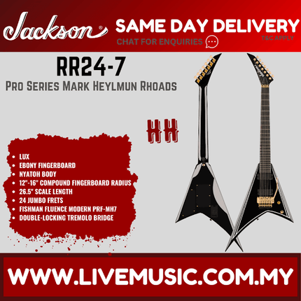 Jackson Pro Series Signature Mark Heylmun Rhoads RR24-7 Guitar, Ebony FB, Lux