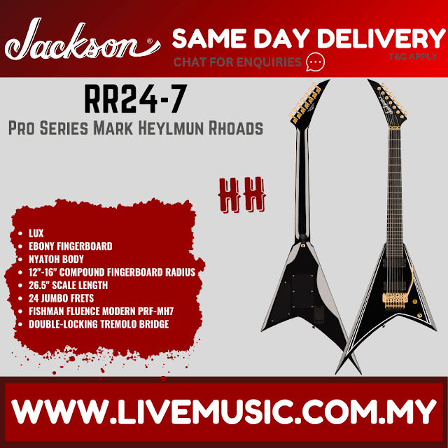 Jackson Pro Series Signature Mark Heylmun Rhoads RR24-7 Guitar, Ebony FB, Lux