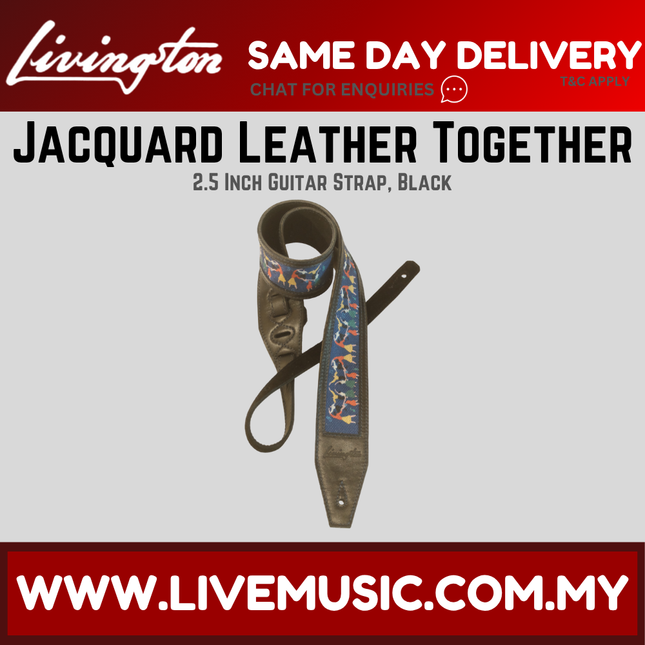 Livingston JLTBK-25 2.5 Inch Jacquard Leather Together Guitar Strap, Black ( JLTBK25 JLTBK 25 )