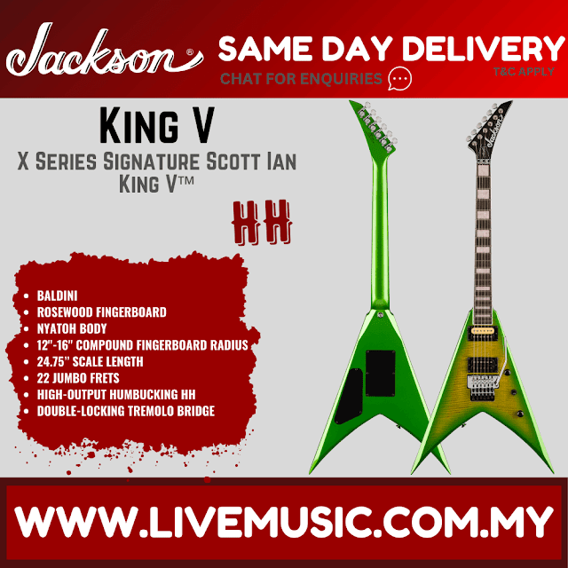 Jackson X Series Signature Scott Ian King V Electric Guitar, RS FB, Baldini
