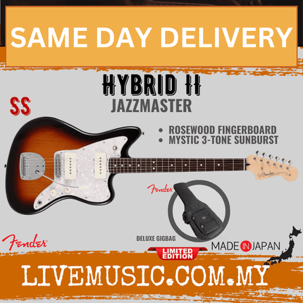 Fender Japan Hybrid II Jazzmaster Electric Guitar, RW Fretboard, Mystic 3-Tone Sunburst