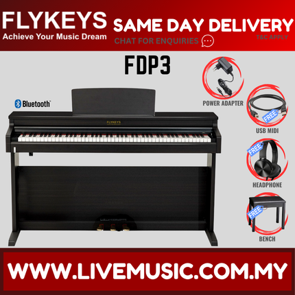 Flykeys FDP3 88-Key Digital Electric Piano Keyboard - Black ( FDP-3 FDP 3 LK-03S ) Replace LK03S