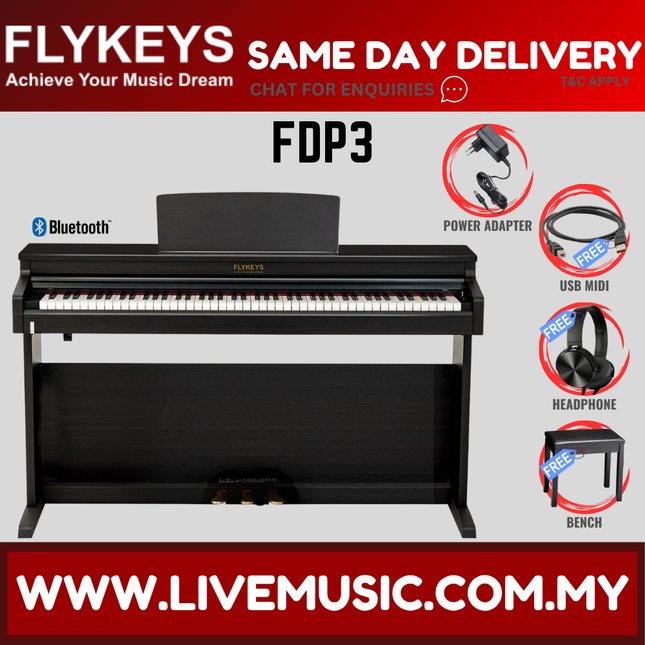 Flykeys FDP3 88-Key Digital Electric Piano Keyboard - Black ( FDP-3 FDP 3 LK-03S ) Replace LK03S