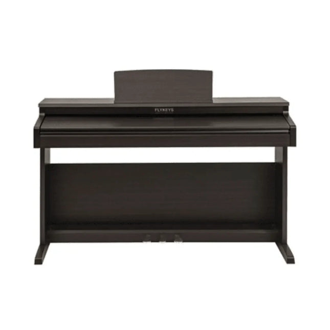 Rosewood-finish digital piano keyboard with stand and back panel