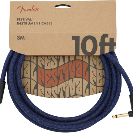 Fender Festival Hemp Angled Instrument Cable, 10ft, Pure Hemp - Blue Dream