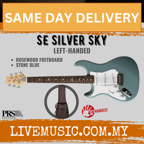 PRS SE Silver Sky Left-Handed Electric Guitar w/Bag, RW FB