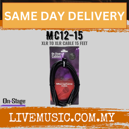 On Stage Mc12-15 15ft Microphone Cable ( Xlr to Xlr / Mc1215 / Mc12 15 )