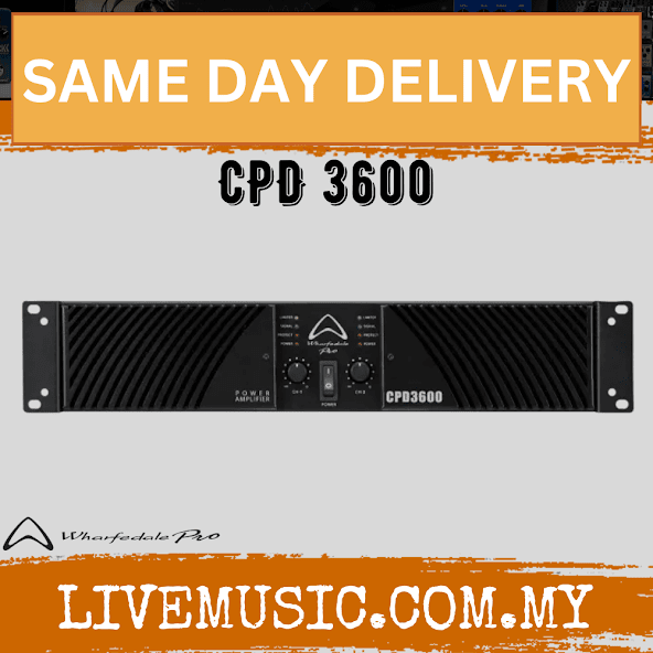 CPD 3600 power amplifier front panel with cooling grille and control knobs