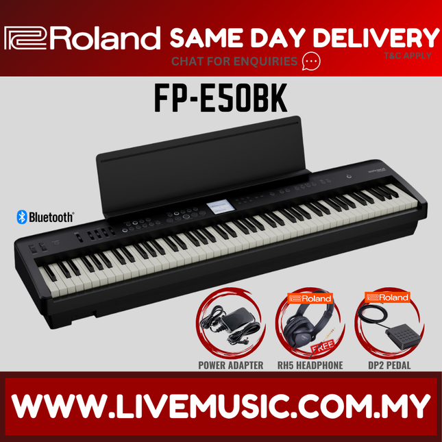 Black 88-key digital piano with control panel and full-size keyboard