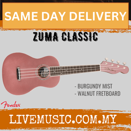 Fender Zuma Classic Concert Ukulele, Walnut Fretboard - Burgundy Mist