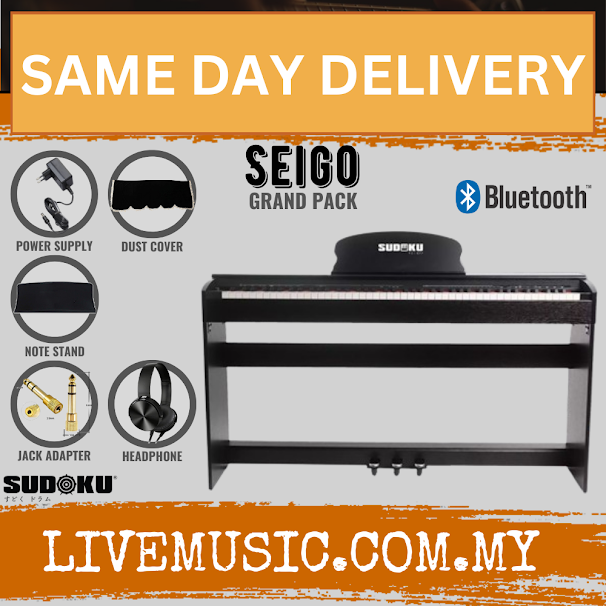 Sudoku Seigo Learning 88-Keys Digital Piano With Bluetooth w/Keyboard Stand, Piano Bench, Headphone, Noted Stand, Pedal