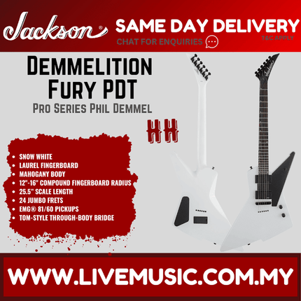 Jackson Pro Series Signature Phil Demmel Demmelition Fury Electric Guitar, Snow White