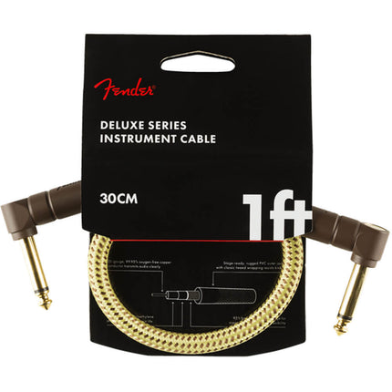 Fender Deluxe Series Angled Instrument Cable, 1 feet - Tweed