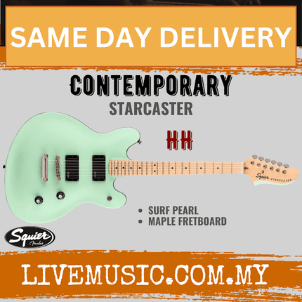 Squier Contemporary Starcaster Electric Guitar, Maple Fretboard - Surf Pearl