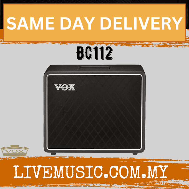 Vox BC112 semi-open back guitar speaker cabinet with black grille and textured sides