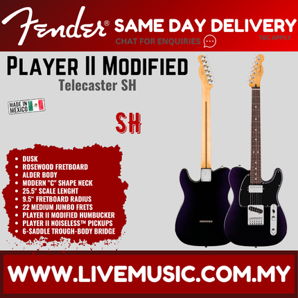 Fender Player II Modified Telecaster SH Electric Guitar, RW FB, Dusk