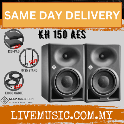 Neumann KH 150 AES67 6.5-inch 2-way Powered Studio Speaker w/Monitor Stand And Isolation Pad - Pair (KH 150 AES67)