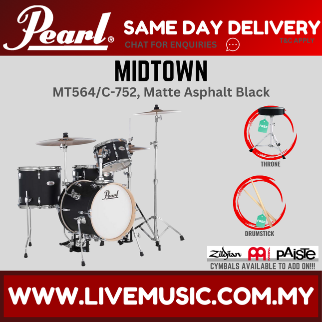 Pearl Midtown Series MT564/C 4-piece Drum Set with Hardware - ( MT564C ) ( NO CYMBAL )